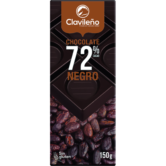 CHOCOLATE NEGRO 72%, 150GR CLAVILEÑO