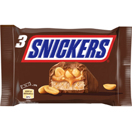 BARRITAS DE CHOCOLATE Y CACAHUETE, 3X50G SNICKERS
