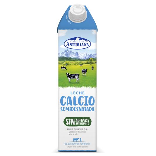 LECHE CALCIO SEMIDESNATADA, 1L ASTURIANA