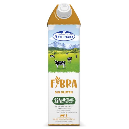 BEBIDA LACTEA CON LECHE SEMIDESNATADA CON FIBRA, 1L ASTURIAN