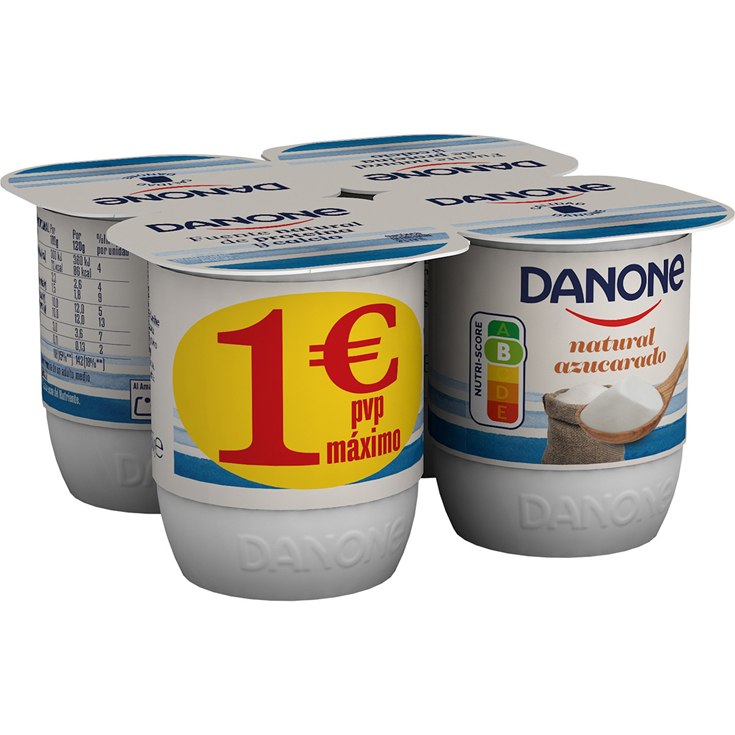 YOGUR NATURAL AZUCARADO, 4X120GR DANONE