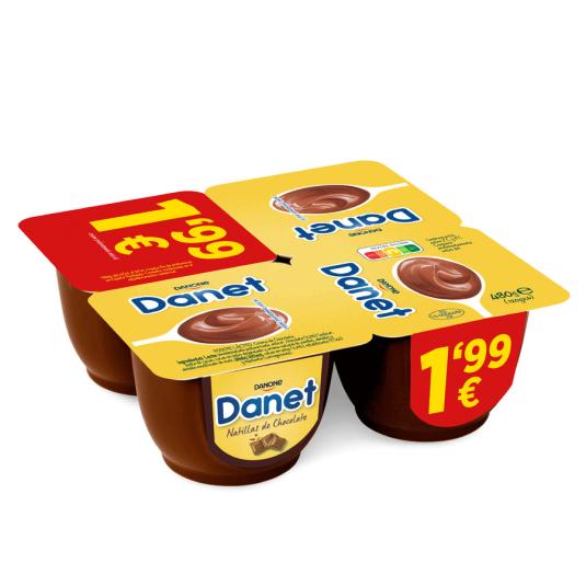 NATILLAS DE CHOCOLATE DANET, 4X120GR DANONE