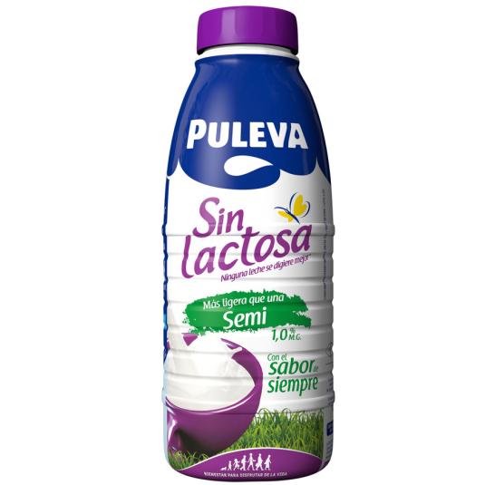 LECHE SEMIDESNATADA SIN LACTOSA, 1L PULEVA