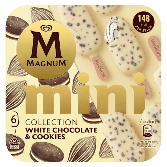 MAGNUM MINI HELADO CHOCOLATE BLANCO & COOKIES 55ML X6 MAGNUM