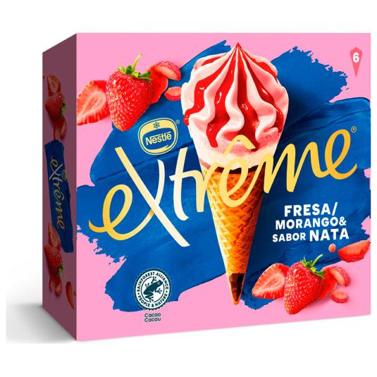 HELADO CONO EXTREME FRESA-NATA, 6X120ML HELADOS NESTLE